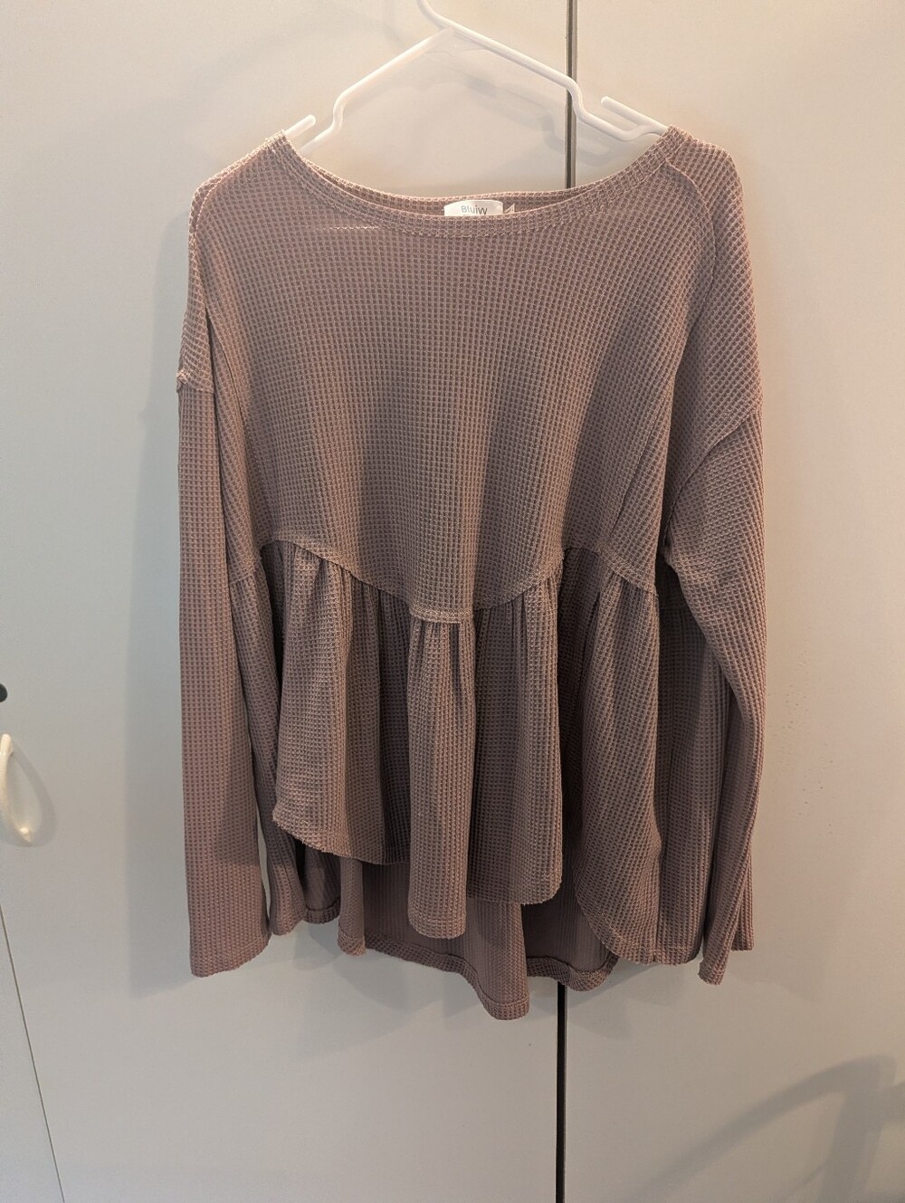 Blu Ivy Women's Large Waffle Knit Tiered Peplum Top - Mauve